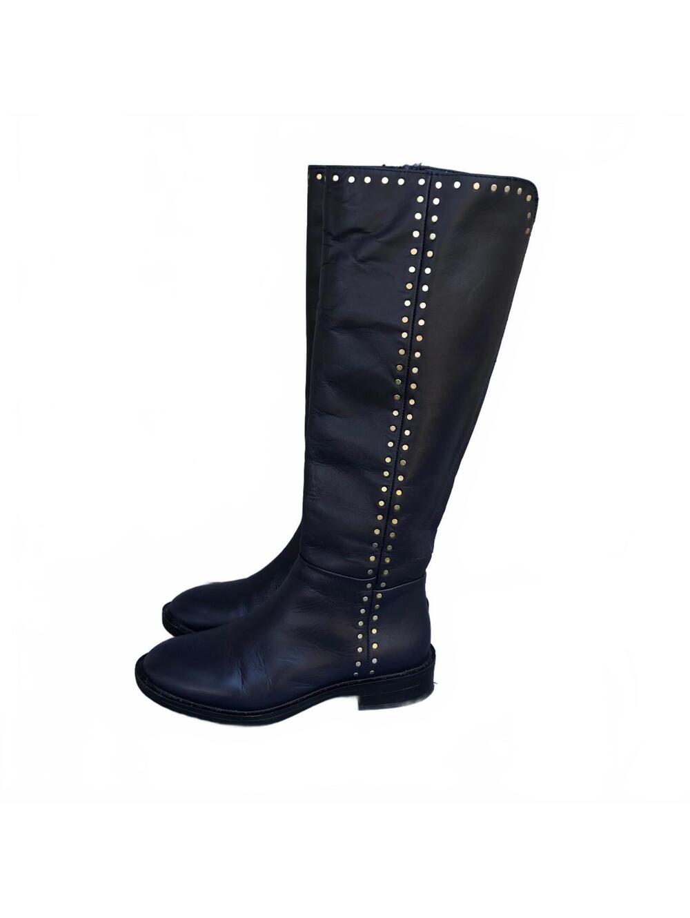 Steven Steve Madden Zoe Leather Knee-High Boots Stud Details 5.5M Edgy Indie
